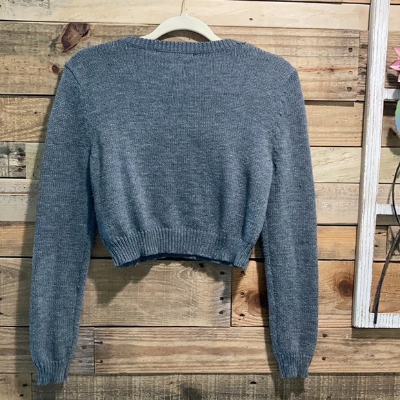 Forever 21 Long Sleeve Crop Sweater coat Grey size S - Picture 5 of 7